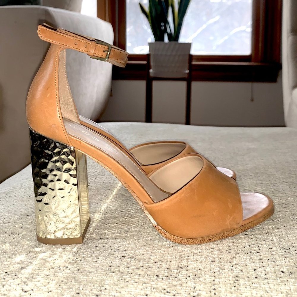 ALDO Open Toe Metallic Block Heel - Picture 1 of 7
